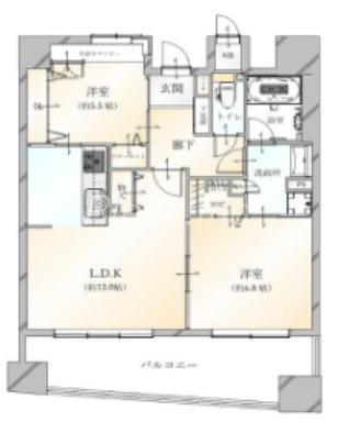 ペルル堂島(2LDK/12階)の間取り写真