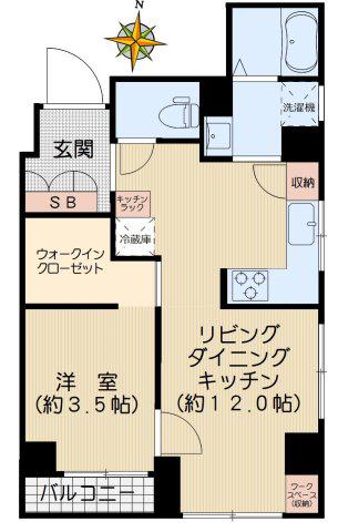 須藤ハイツ(1LDK/5階)の間取り写真