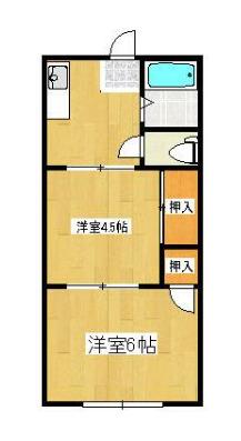 サンライフ松本D棟(2K/2階)の間取り写真