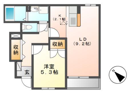 クレアトゥール(1LDK/1階)の間取り写真