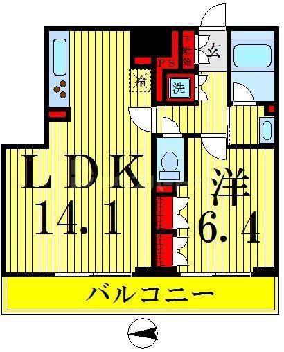 レジディア錦糸町Ⅱ(1LDK/12階)の間取り写真