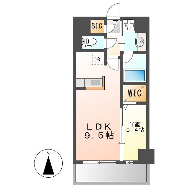 RESIDENCE TACHIBANA(1LDK/4階)の間取り写真