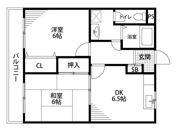 オーナーズマンションラポール住吉(2DK/4階)の間取り写真