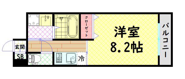 エグゼリエみなと通(1K/6階)の間取り写真