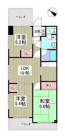 クリソベール本丸(3LDK/3階)の間取り写真