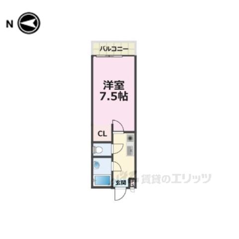 サンダ館Ⅱ(1K/1階)の間取り写真