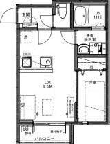 KEIAI RESIDENCE 西八王子III(1LDK/2階)の間取り写真
