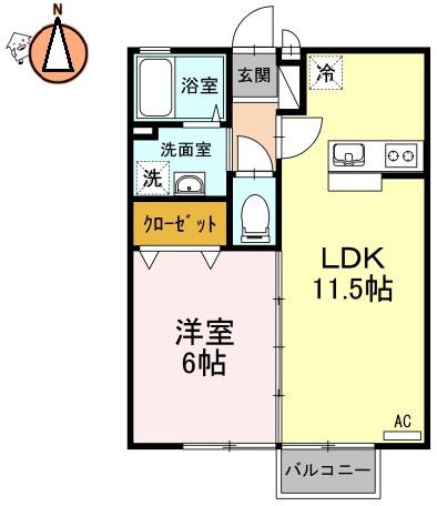 サンライズ(1LDK/2階)の間取り写真