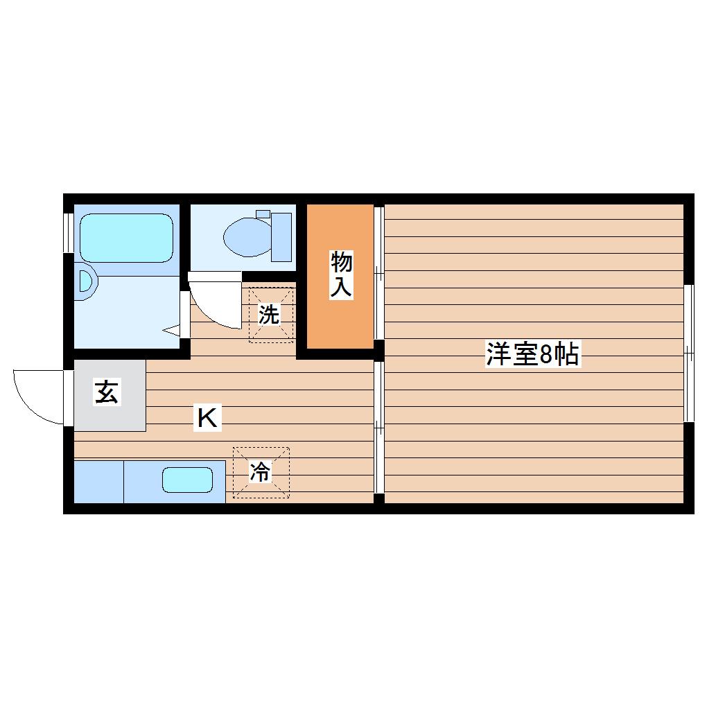 ヘミングウェイA(1K/2階)の間取り写真