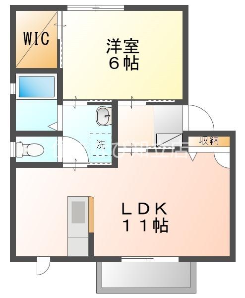 南ガーデンハウスW(1LDK/2階)の間取り写真