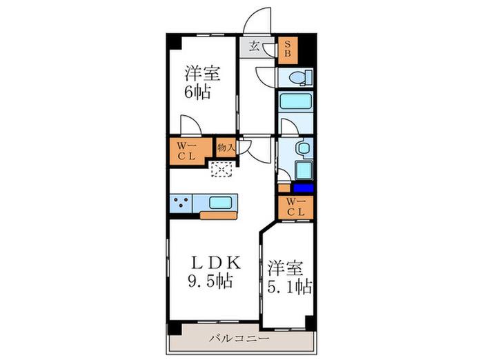 ファインレジデンス京都五条通(2LDK/3階)の間取り写真