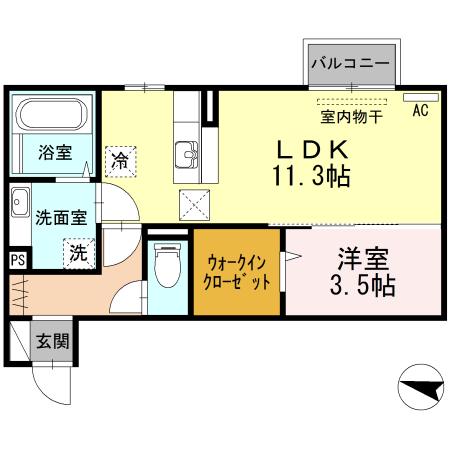 アメニティタウン II(1LDK/1階)の間取り写真