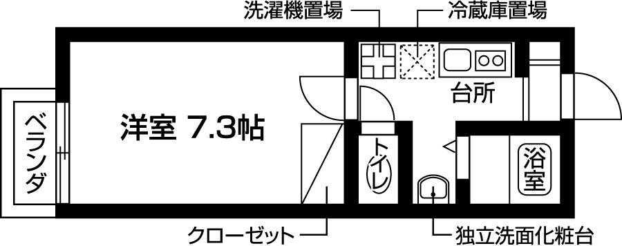 カーサ宮崎台(1K/1階)の間取り写真