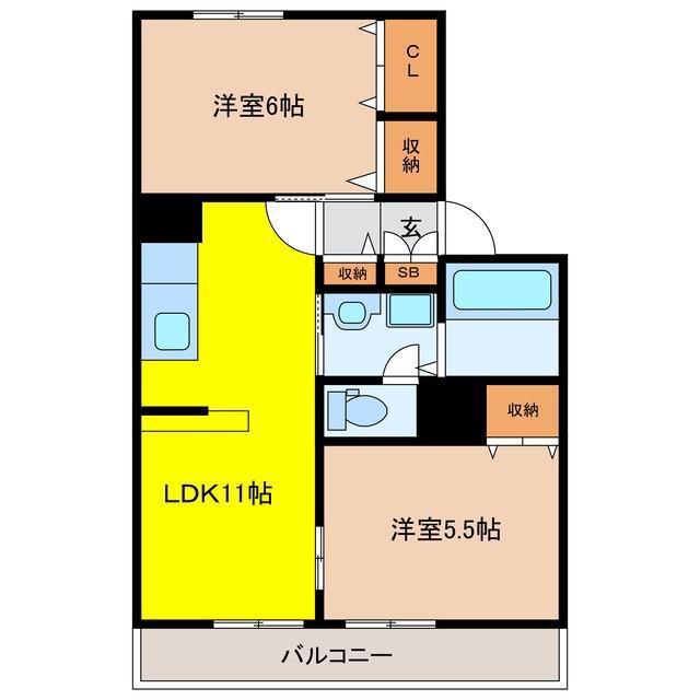 クレール御立(2LDK/1階)の間取り写真