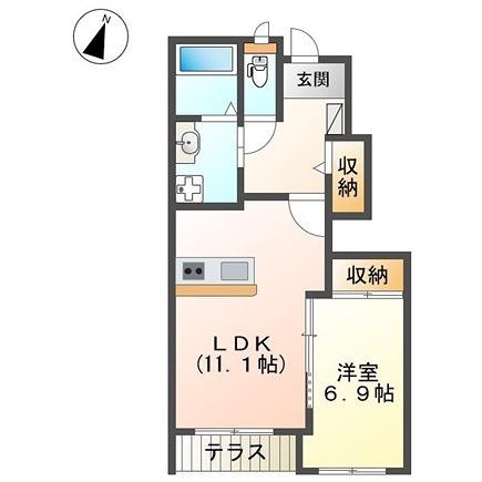 CONFORT(1LDK/1階)の間取り写真