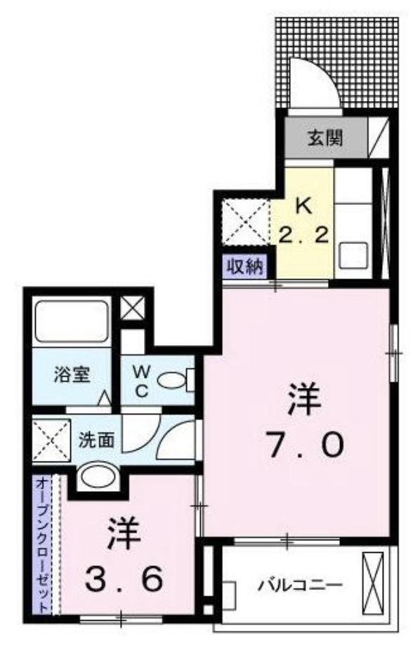 SUNNYTOWN くわばらC(1LDK/1階)の間取り写真