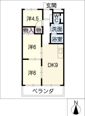 リバーサイド長良(3DK/5階)の間取り写真