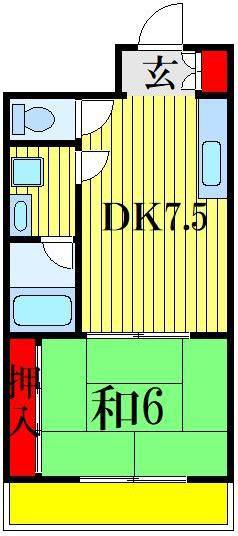 メイグリーン塚田(1DK/3階)の間取り写真