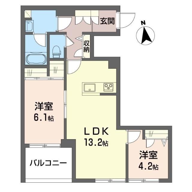 シャーメゾン湘南茅ヶ崎香川(2LDK/2階)の間取り写真