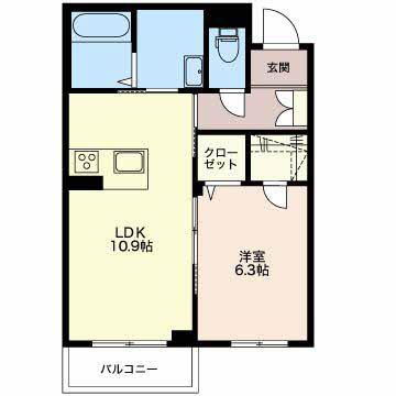 シャーメゾン新光町(1LDK/1階)の間取り写真