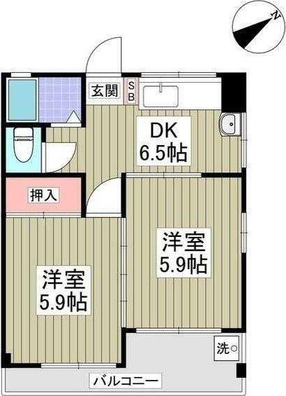 なとりビル3(2DK/2階)の間取り写真