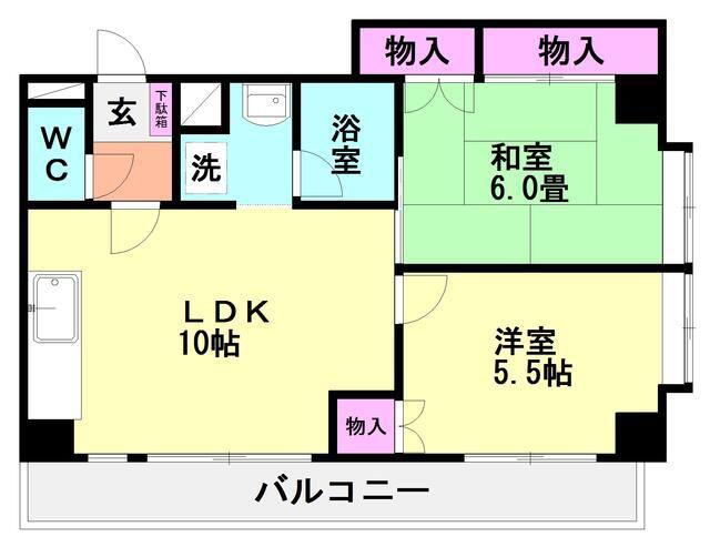 クレスト・ハウス(2LDK/2階)の間取り写真