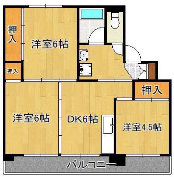 ビレッジハウス鞍手 1号棟(3DK/2階)の間取り写真