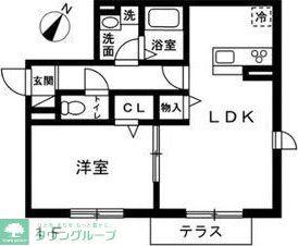 蕨市錦町4丁目 共同 南棟(1LDK/1階)の間取り写真