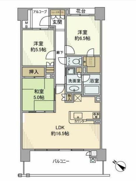 川崎サイトシティII番館(3LDK/5階)の間取り写真