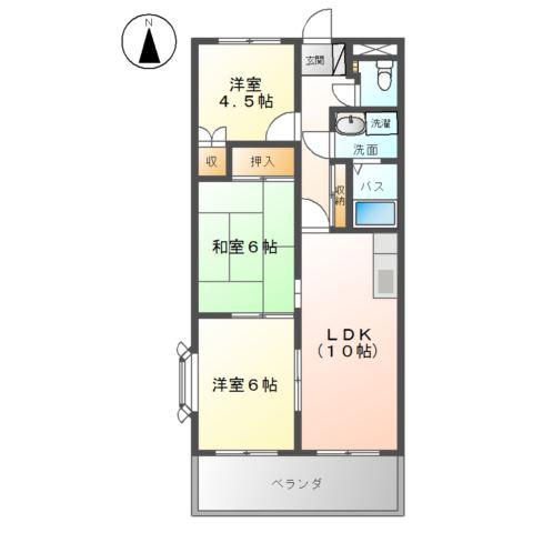 マーヴェラスパレス2(3LDK/2階)の間取り写真