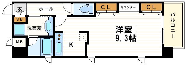 KAISEI四天王寺(1K/3階)の間取り写真