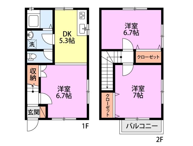 ハイツめぐみ 3(2LDK/1階)の間取り写真