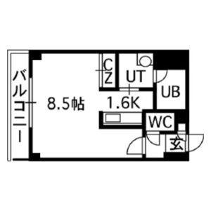 クワイシャノン円山表参道(1K/6階)の間取り写真