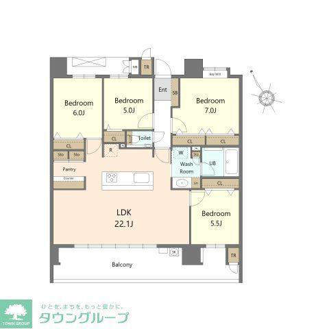 S-RESIDENCE愛宕サウス(4LDK/14階)の間取り写真