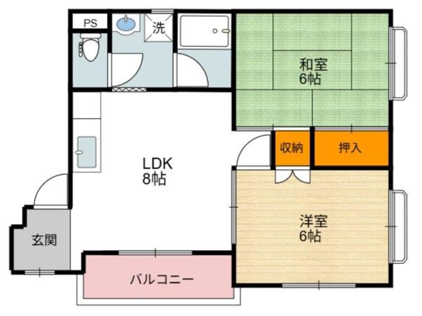 ファミール御崎(2LDK/3階)の間取り写真