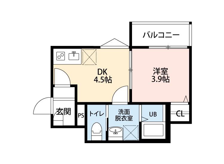 CRECIA二宮II(1DK/3階)の間取り写真