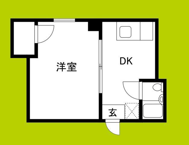 クリスタル高倉(1DK/2階)の間取り写真