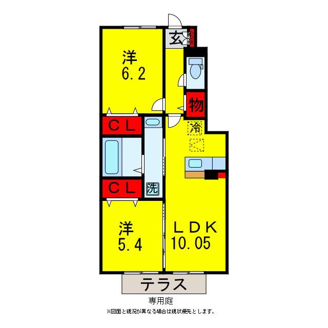 アンカーハウス(2LDK/1階)の間取り写真