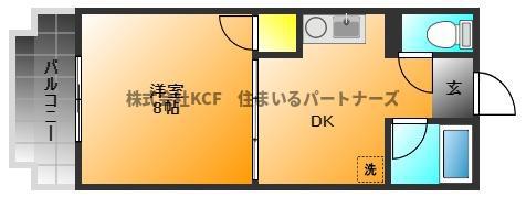 プロビデンス花畑(1DK/3階)の間取り写真