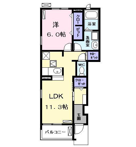 KURA(1LDK/1階)の間取り写真