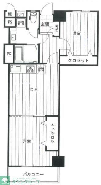 ライオンズマンション方南台(2DK/2階)の間取り写真
