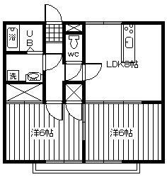 メゾン秩父 B棟(2LDK/2階)の間取り写真