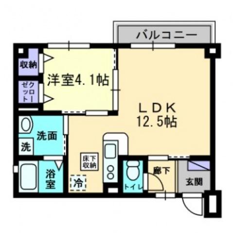 フォブール平和通(1LDK/1階)の間取り写真