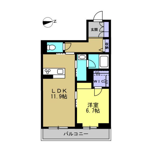 ヌーヴェルアヴァンセ(1LDK/2階)の間取り写真
