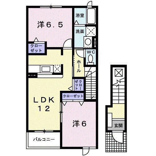 ボニート ブローテI(2LDK/2階)の間取り写真