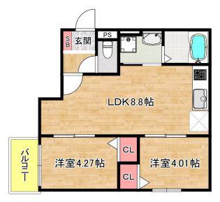 RAD大正(2LDK/2階)の間取り写真