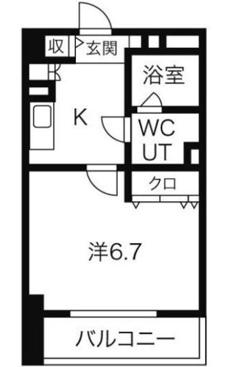 エストゥルースプラス押切(1K/3階)の間取り写真