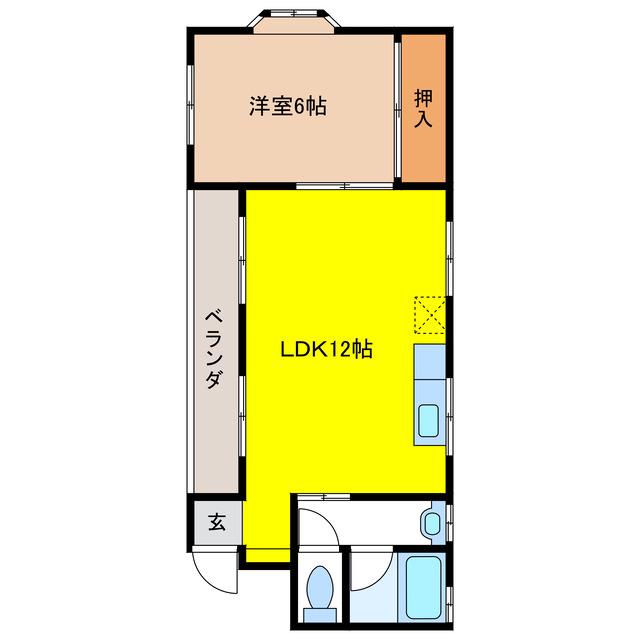 きりん館 NO1(1LDK/1階)の間取り写真