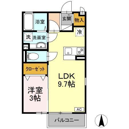 サンクレアIIIIII(1LDK/2階)の間取り写真