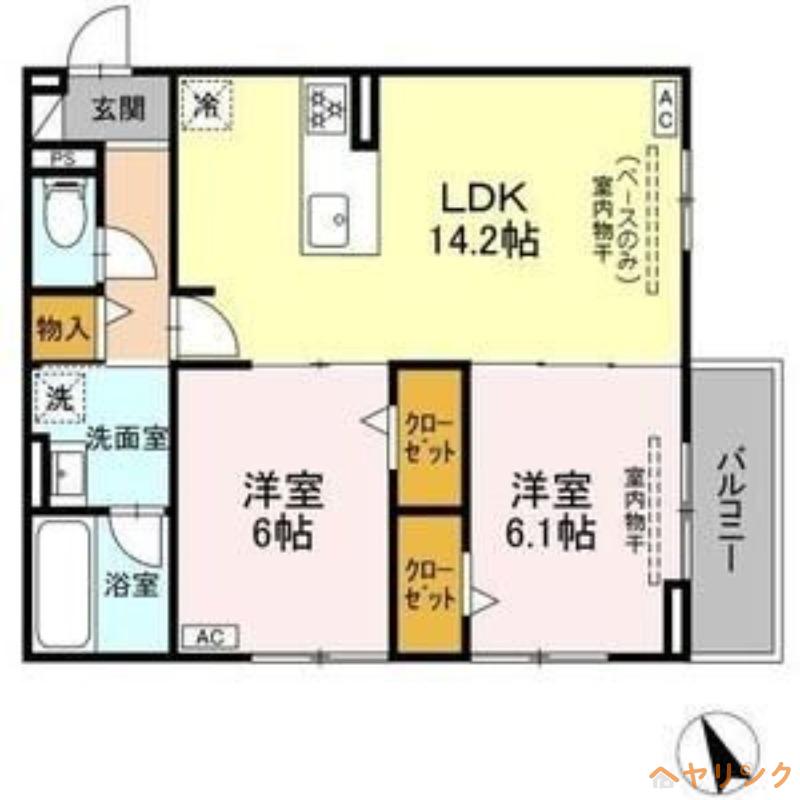 セレスティア唐山町(2LDK/3階)の間取り写真